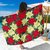 Poinsettia Pattern Print Design POT06 Sarong Pareo Wrap-JORJUNE.COM