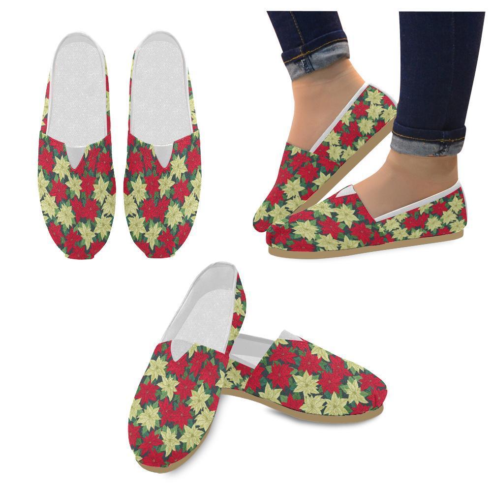 Poinsettia Pattern Print Design POT06 Women Casual Shoes-JorJune.com