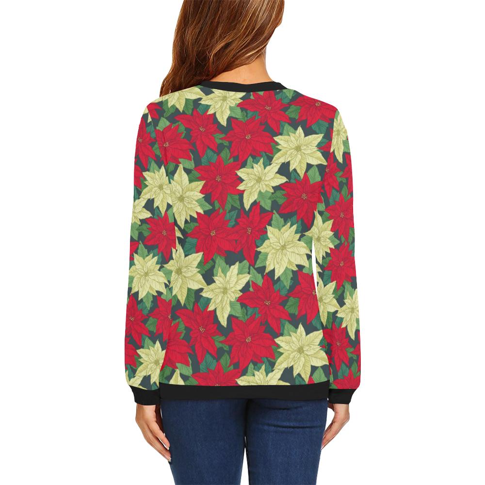 Poinsettia Pattern Print Design POT06 Women Long Sleeve Sweatshirt-JorJune