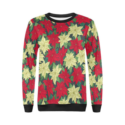 Poinsettia Pattern Print Design POT06 Women Long Sleeve Sweatshirt-JorJune