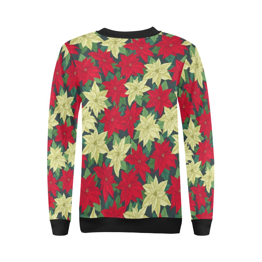 Poinsettia Pattern Print Design POT06 Women Long Sleeve Sweatshirt-JorJune