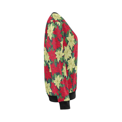 Poinsettia Pattern Print Design POT06 Women Long Sleeve Sweatshirt-JorJune