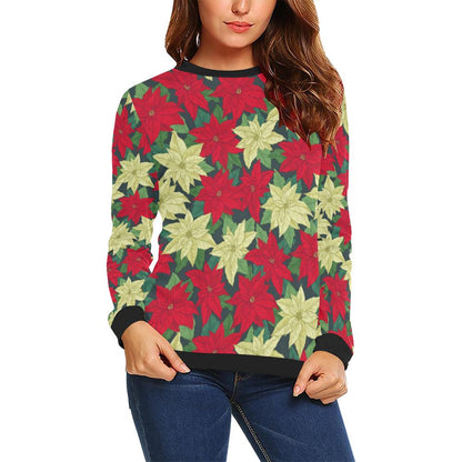 Poinsettia Pattern Print Design POT06 Women Long Sleeve Sweatshirt-JorJune