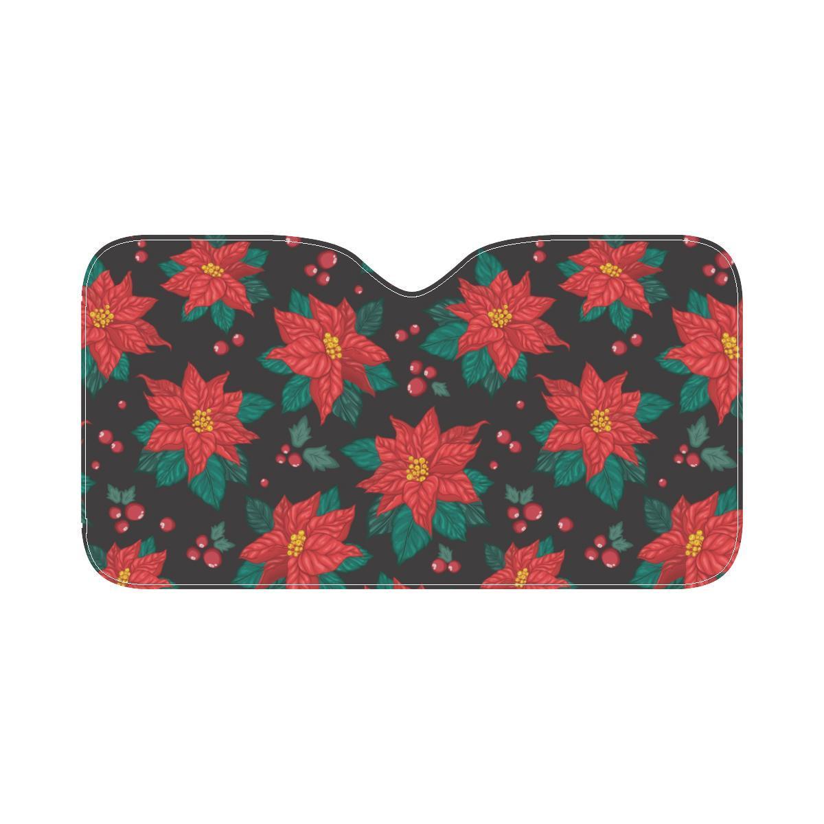 Poinsettia Pattern Print Design POT07 Car Sun Shade-JorJune