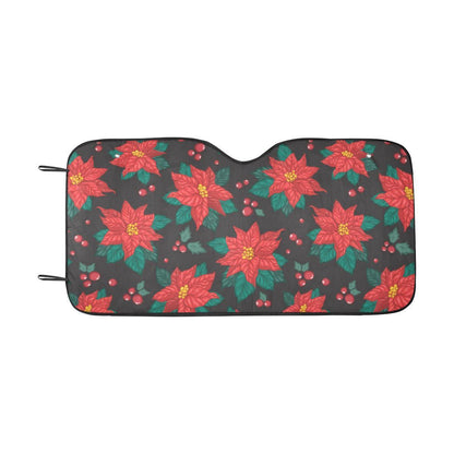 Poinsettia Pattern Print Design POT07 Car Sun Shade-JorJune