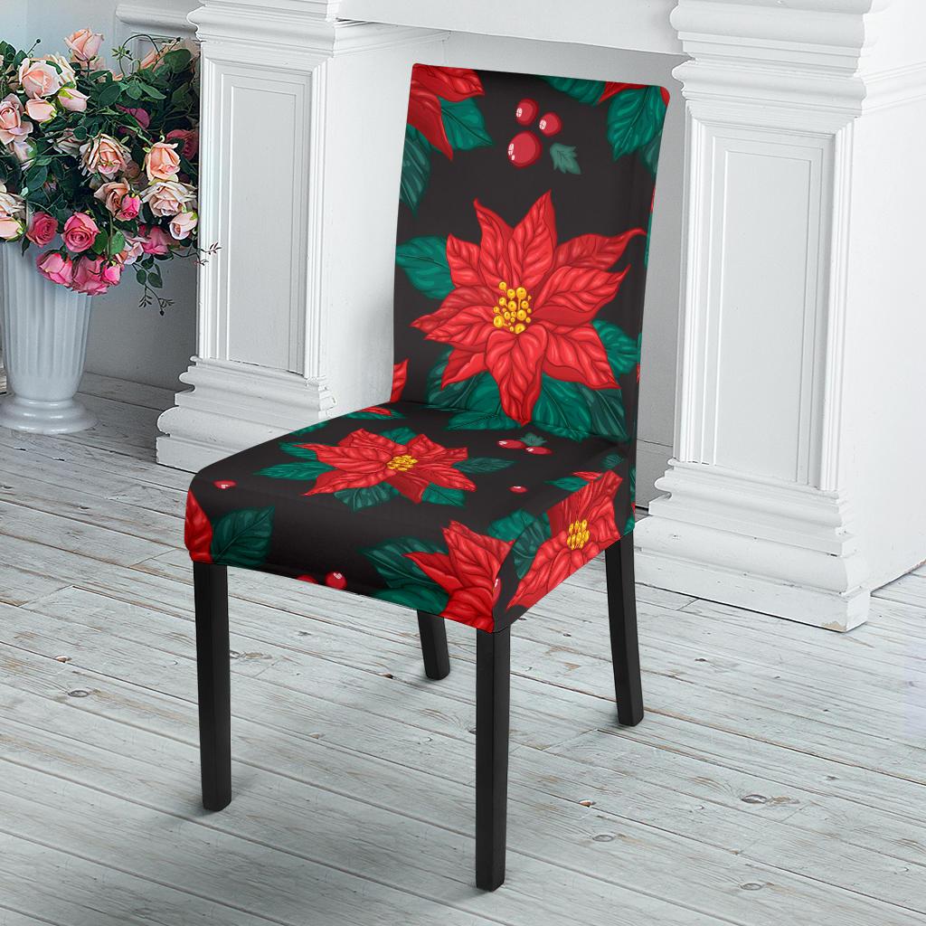 Poinsettia Pattern Print Design POT07 Dining Chair Slipcover-JORJUNE.COM