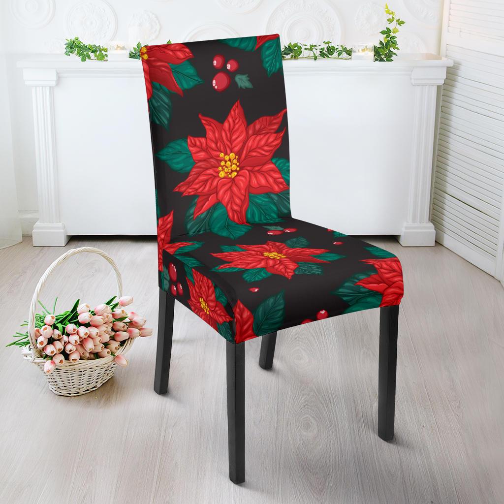 Poinsettia Pattern Print Design POT07 Dining Chair Slipcover-JORJUNE.COM