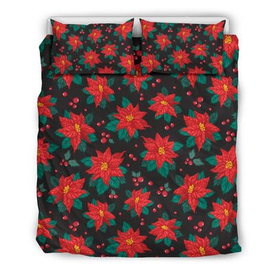 Poinsettia Pattern Print Design POT07 Duvet Cover Bedding Set-JORJUNE.COM