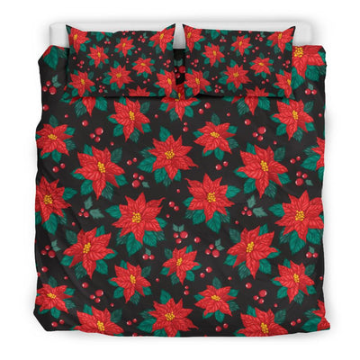 Poinsettia Pattern Print Design POT07 Duvet Cover Bedding Set-JORJUNE.COM