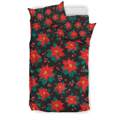 Poinsettia Pattern Print Design POT07 Duvet Cover Bedding Set-JORJUNE.COM