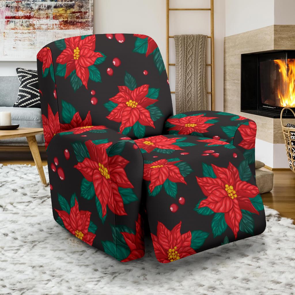 Poinsettia Pattern Print Design POT07 Recliner Slipcover-JORJUNE.COM