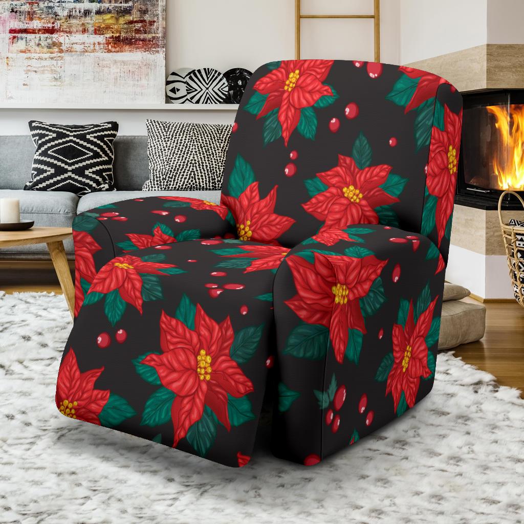Poinsettia Pattern Print Design POT07 Recliner Slipcover-JORJUNE.COM