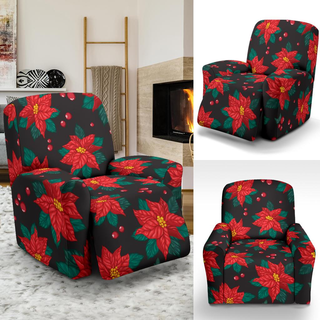 Poinsettia Pattern Print Design POT07 Recliner Slipcover-JORJUNE.COM