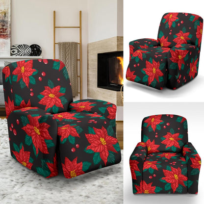 Poinsettia Pattern Print Design POT07 Recliner Slipcover-JORJUNE.COM