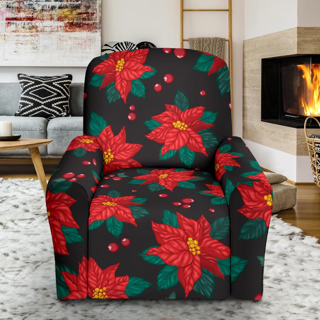 Poinsettia Pattern Print Design POT07 Recliner Slipcover-JORJUNE.COM