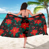 Poinsettia Pattern Print Design POT07 Sarong Pareo Wrap-JORJUNE.COM