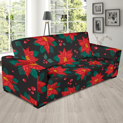 Poinsettia Pattern Print Design POT07 Sofa Slipcover-JORJUNE.COM