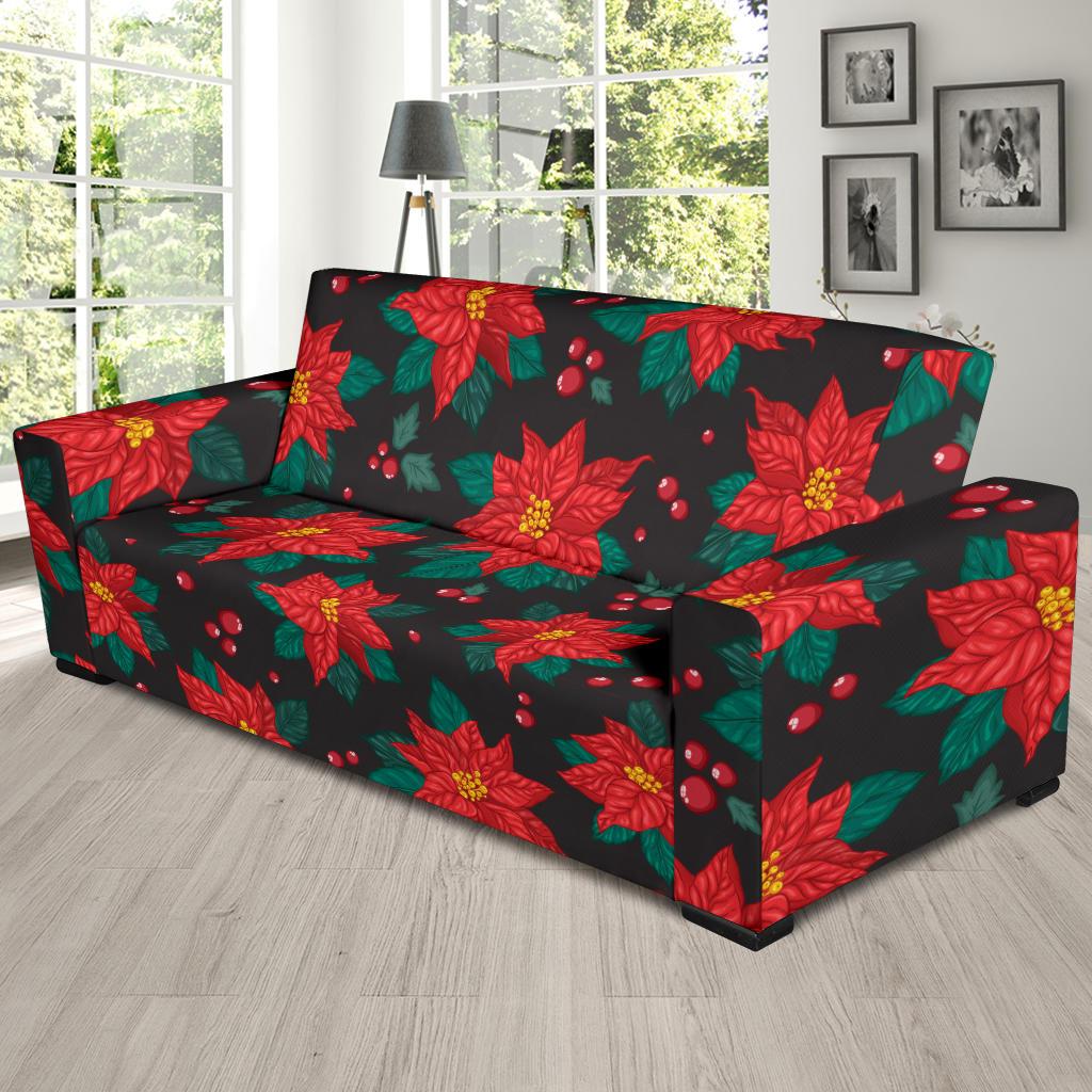Poinsettia Pattern Print Design POT07 Sofa Slipcover-JORJUNE.COM