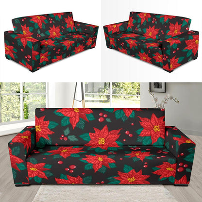 Poinsettia Pattern Print Design POT07 Sofa Slipcover-JORJUNE.COM