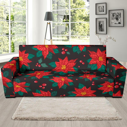 Poinsettia Pattern Print Design POT07 Sofa Slipcover-JORJUNE.COM