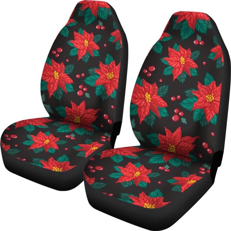 Poinsettia Pattern Print Design POT07 Universal Fit Car Seat Covers-JorJune