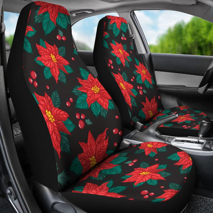 Poinsettia Pattern Print Design POT07 Universal Fit Car Seat Covers-JorJune