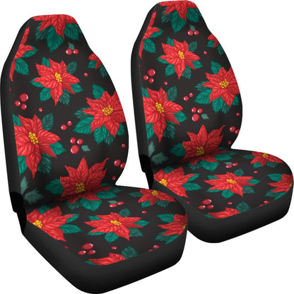 Poinsettia Pattern Print Design POT07 Universal Fit Car Seat Covers-JorJune