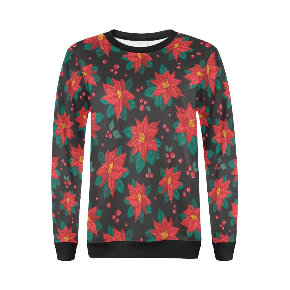 Poinsettia Pattern Print Design POT07 Women Long Sleeve Sweatshirt-JorJune