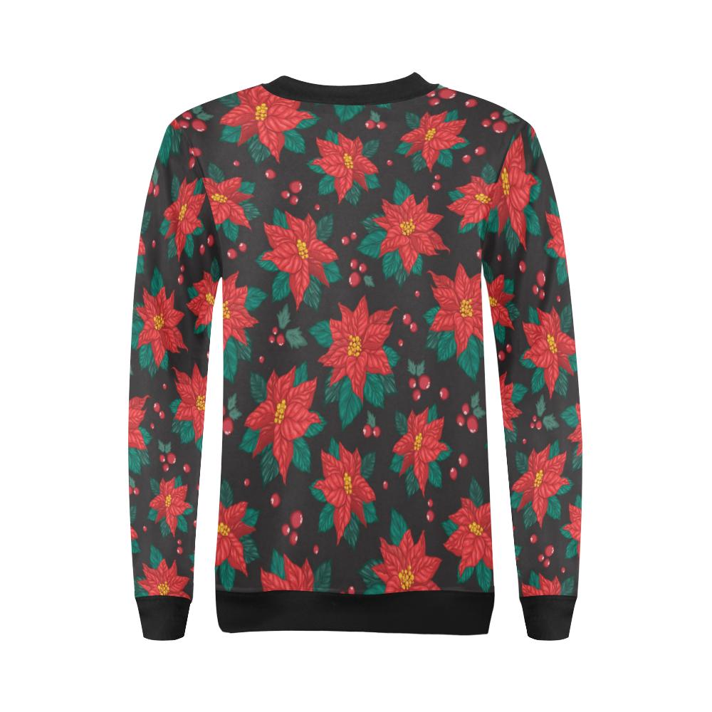 Poinsettia Pattern Print Design POT07 Women Long Sleeve Sweatshirt-JorJune