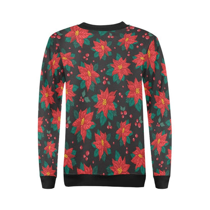 Poinsettia Pattern Print Design POT07 Women Long Sleeve Sweatshirt-JorJune