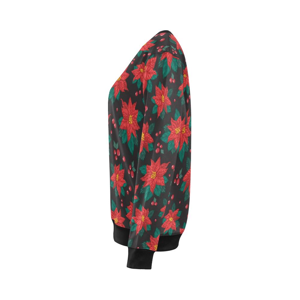 Poinsettia Pattern Print Design POT07 Women Long Sleeve Sweatshirt-JorJune