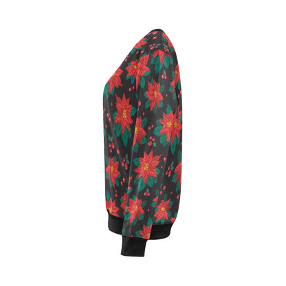 Poinsettia Pattern Print Design POT07 Women Long Sleeve Sweatshirt-JorJune