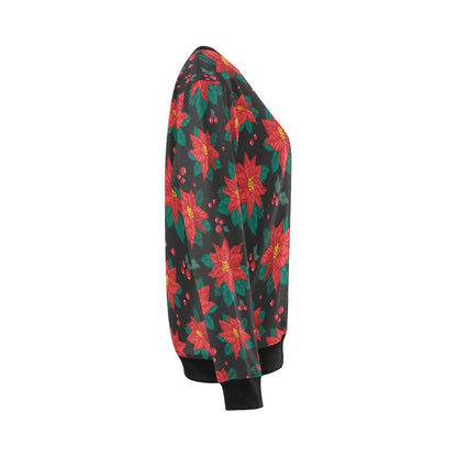 Poinsettia Pattern Print Design POT07 Women Long Sleeve Sweatshirt-JorJune