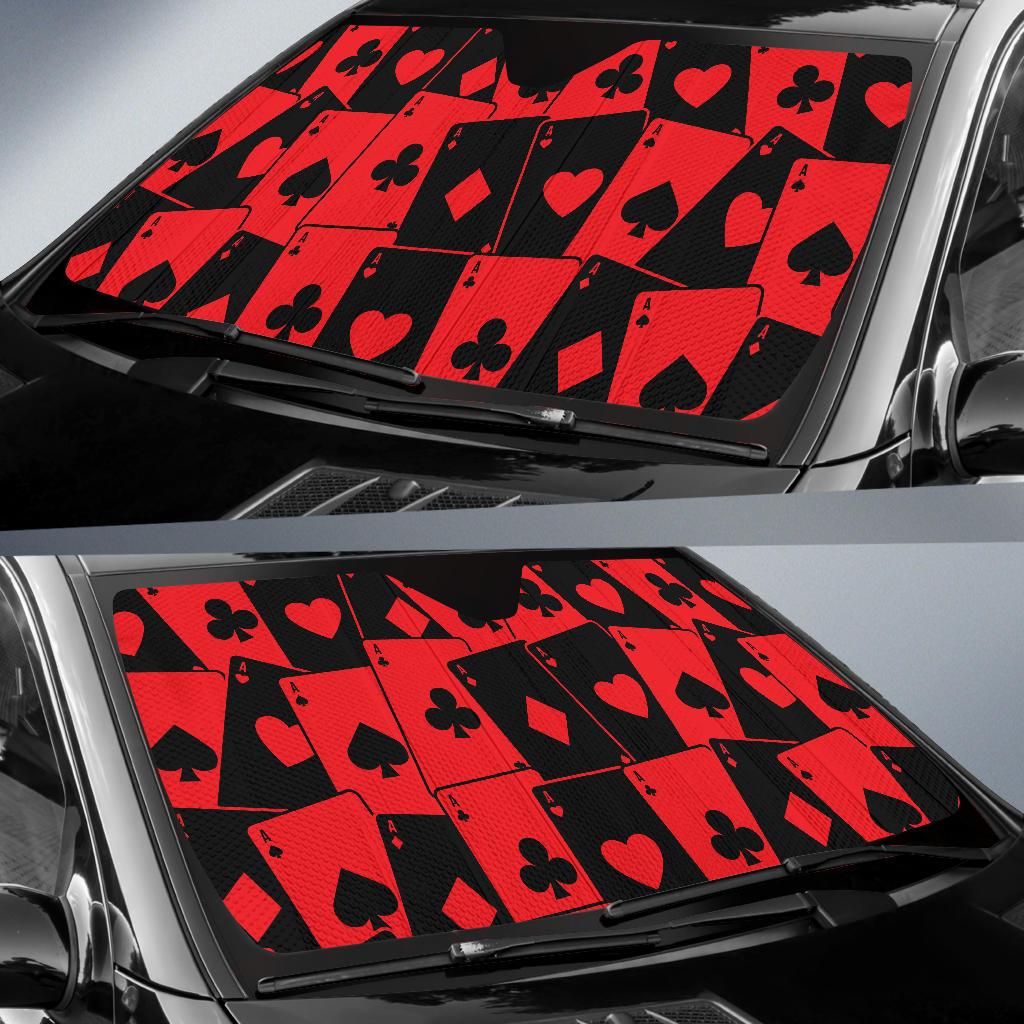 Poker Cards Pattern Print Design A01 Car Sun Shades-JORJUNE.COM