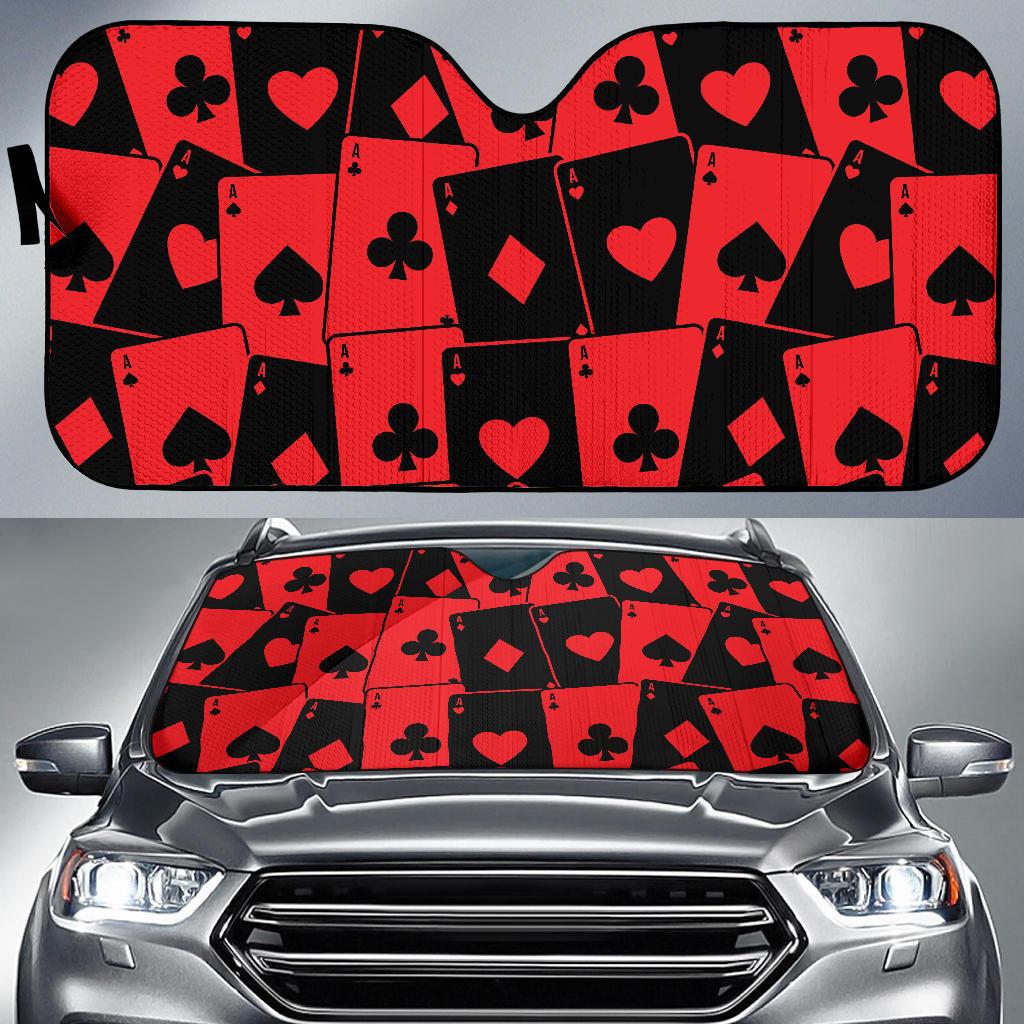 Poker Cards Pattern Print Design A01 Car Sun Shades-JORJUNE.COM