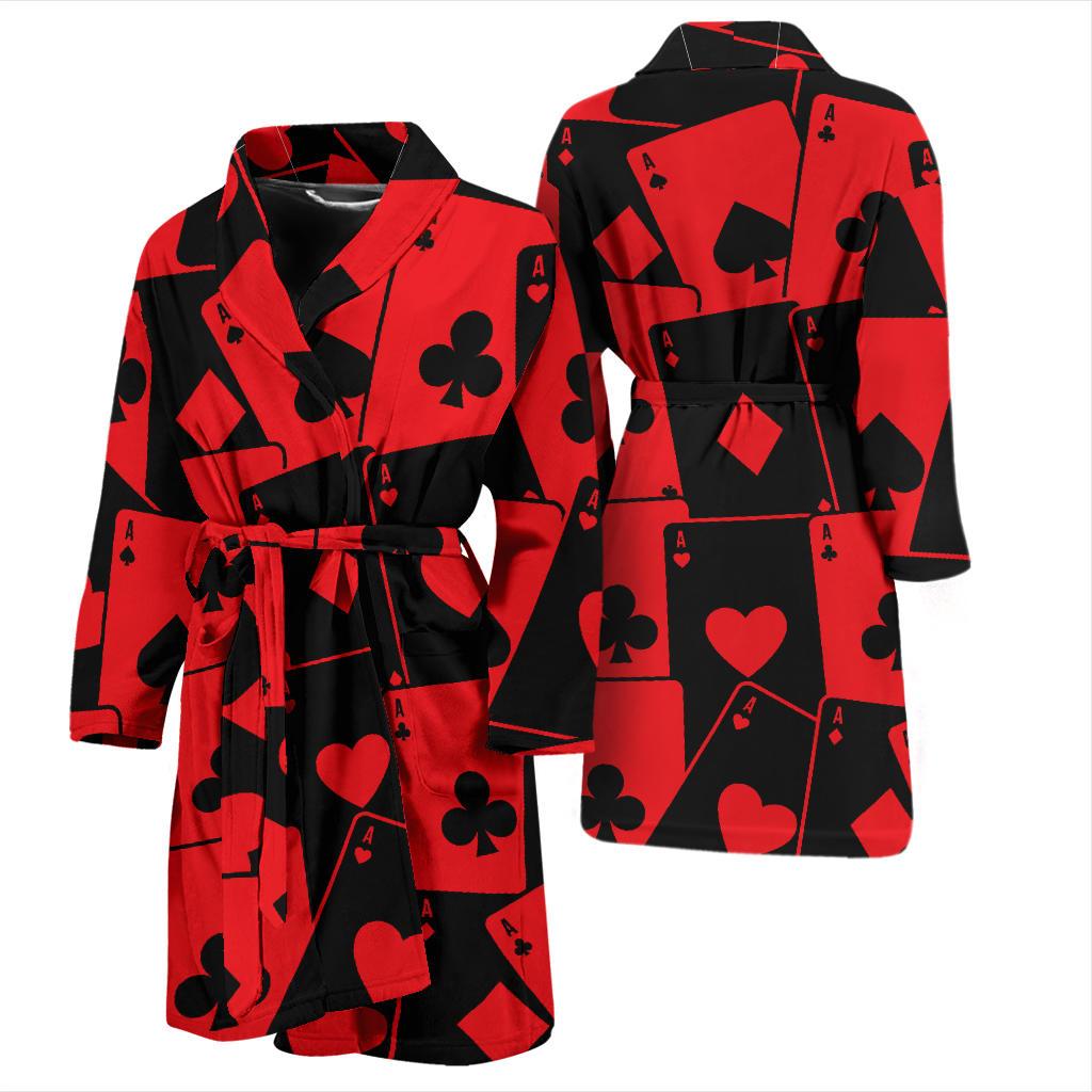 Poker Cards Pattern Print Design A01 Men Bathrobe-JORJUNE.COM