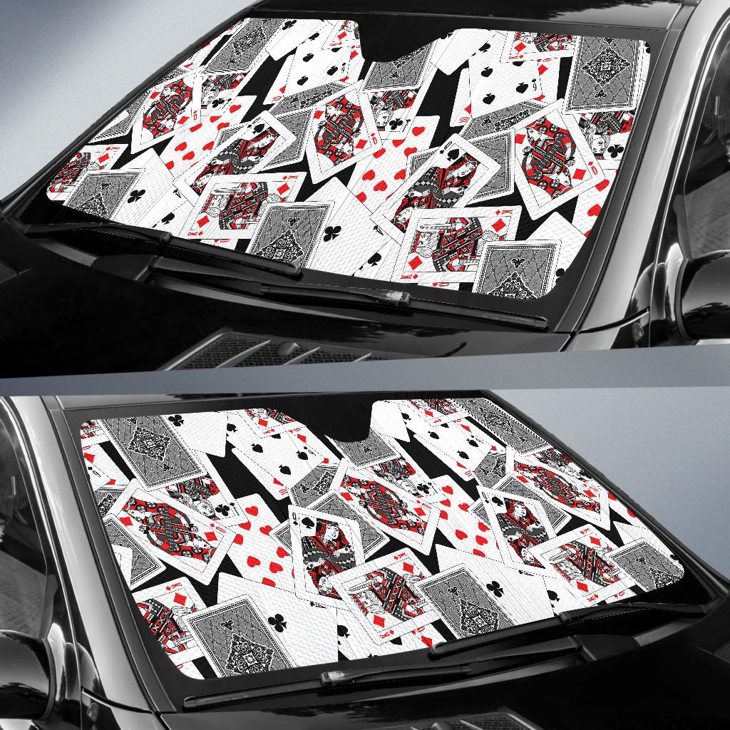 Poker Cards Pattern Print Design A04 Car Sun Shades-JORJUNE.COM