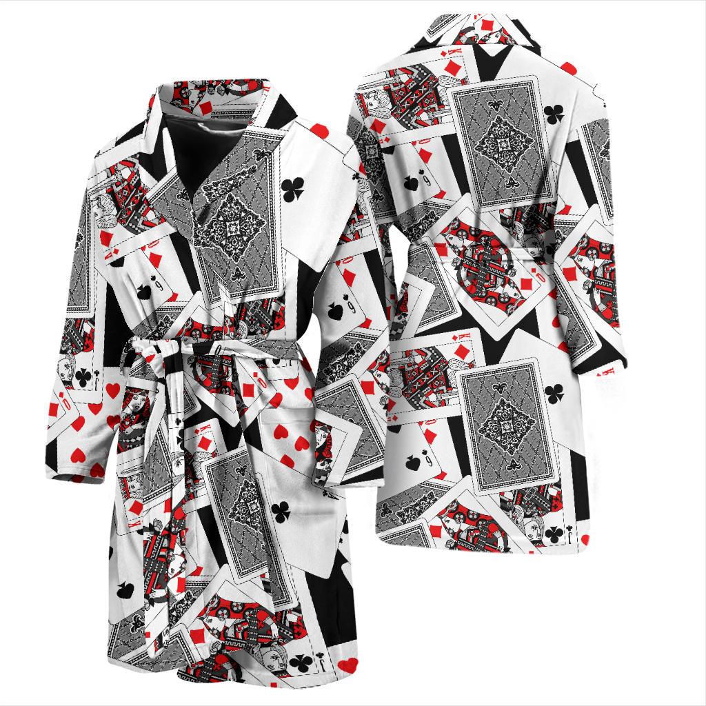 Poker Cards Pattern Print Design A04 Men Bathrobe-JORJUNE.COM