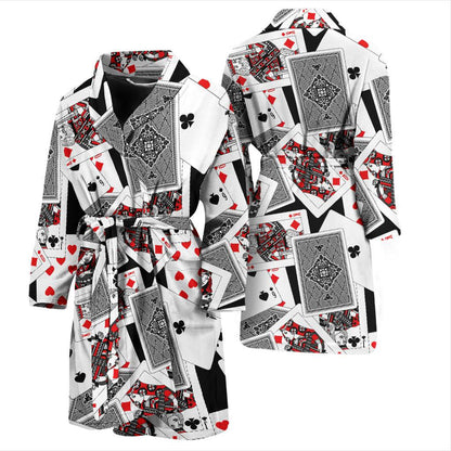 Poker Cards Pattern Print Design A04 Men Bathrobe-JORJUNE.COM