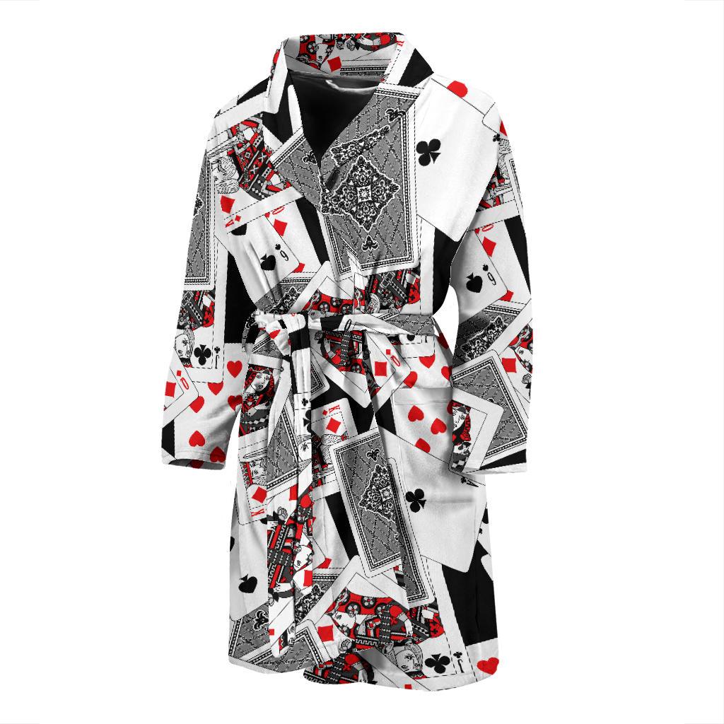 Poker Cards Pattern Print Design A04 Men Bathrobe-JORJUNE.COM