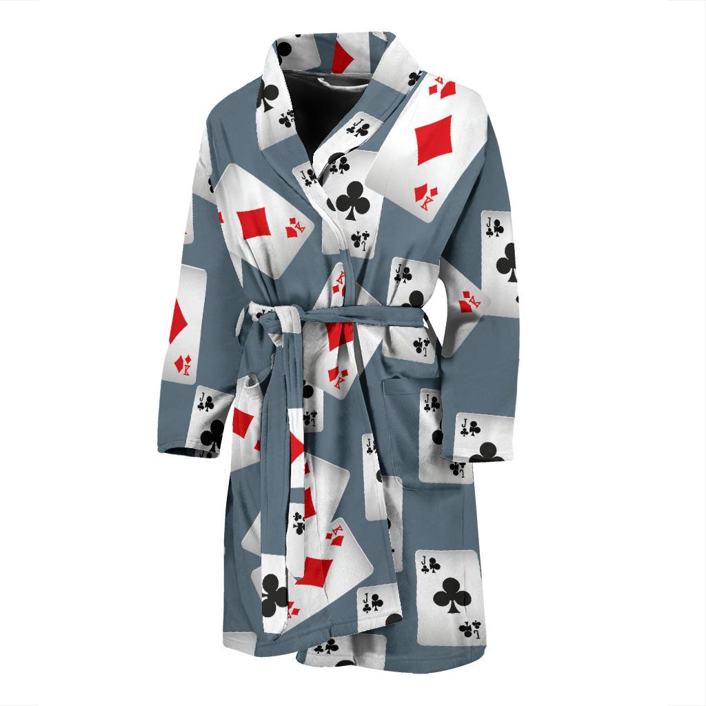 Poker Cards Pattern Print Design A05 Men Bathrobe-JORJUNE.COM