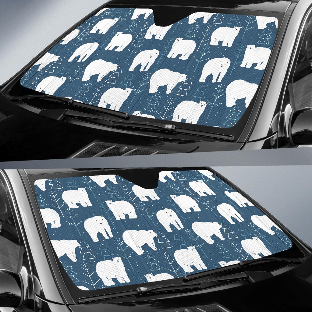 Polar Bear Pattern Print Design A01 Car Sun Shades-JORJUNE.COM