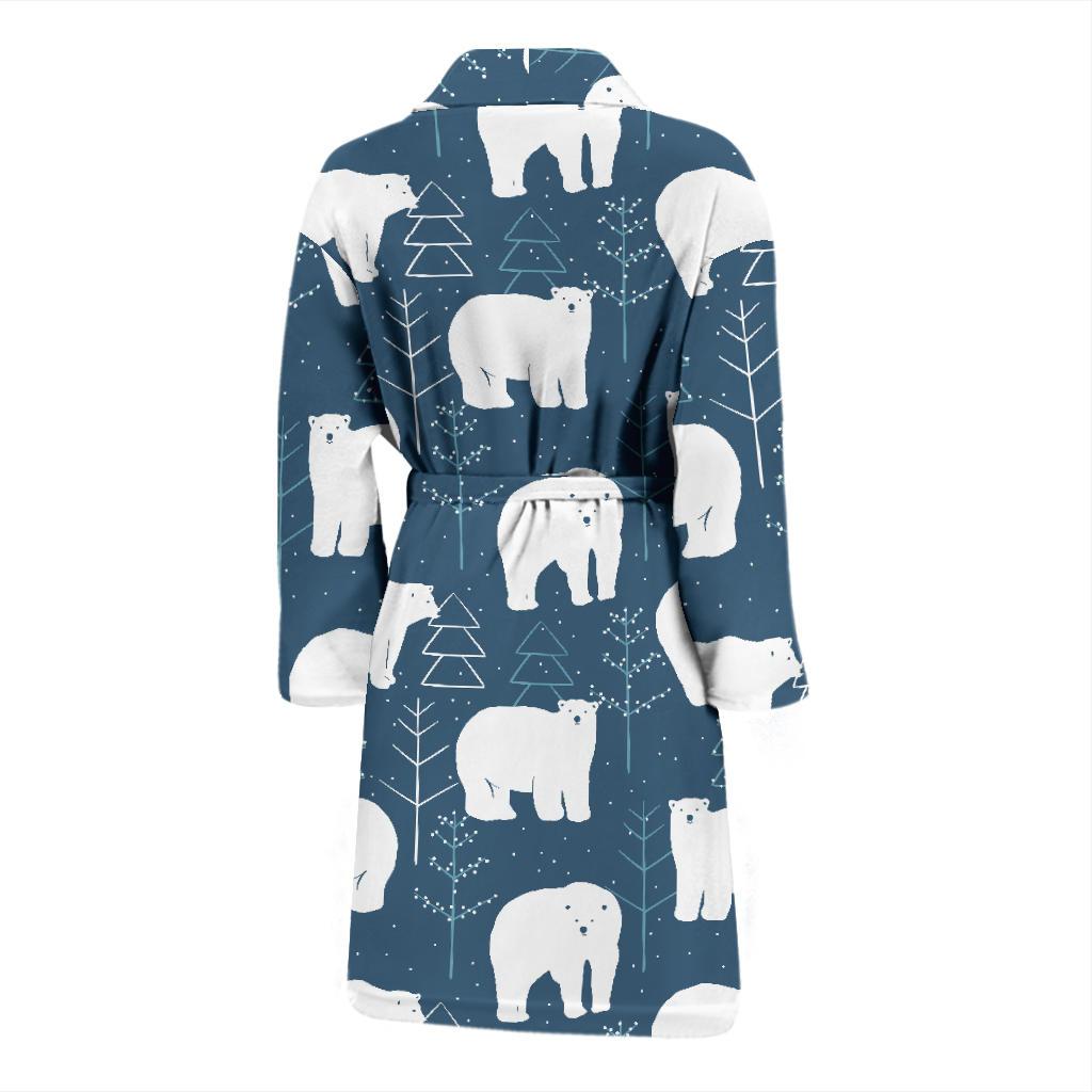 Polar Bear Pattern Print Design A01 Men Bathrobe-JORJUNE.COM