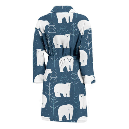Polar Bear Pattern Print Design A01 Men Bathrobe-JORJUNE.COM