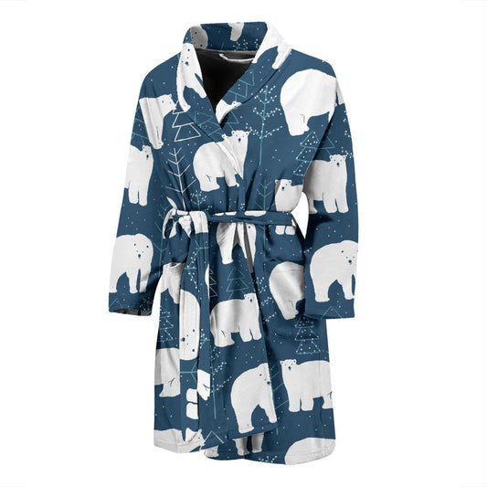 Polar Bear Pattern Print Design A01 Men Bathrobe-JORJUNE.COM