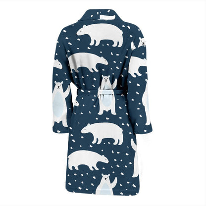 Polar Bear Pattern Print Design A02 Men Bathrobe-JORJUNE.COM