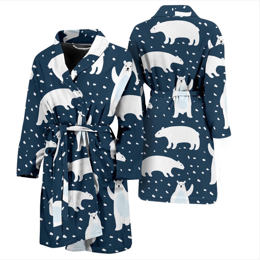 Polar Bear Pattern Print Design A02 Men Bathrobe-JORJUNE.COM