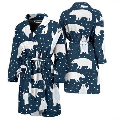 Polar Bear Pattern Print Design A02 Men Bathrobe-JORJUNE.COM