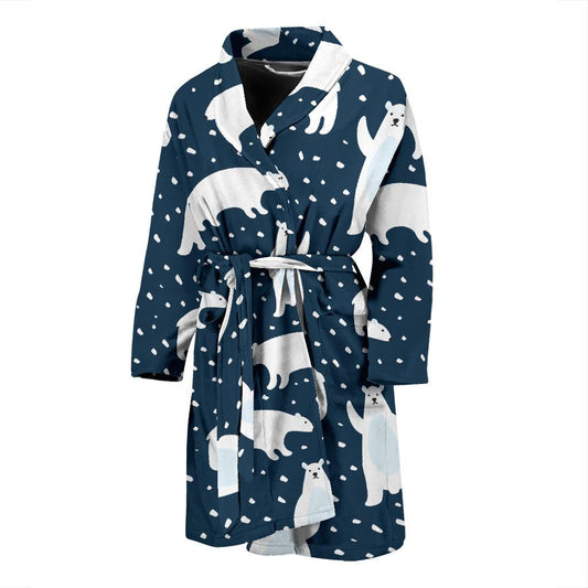 Polar Bear Pattern Print Design A02 Men Bathrobe-JORJUNE.COM