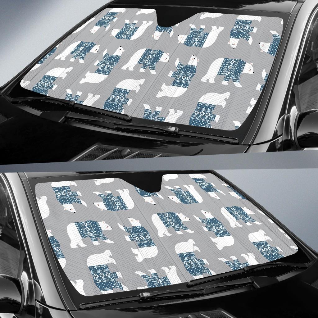 Polar Bear Pattern Print Design A03 Car Sun Shades-JORJUNE.COM